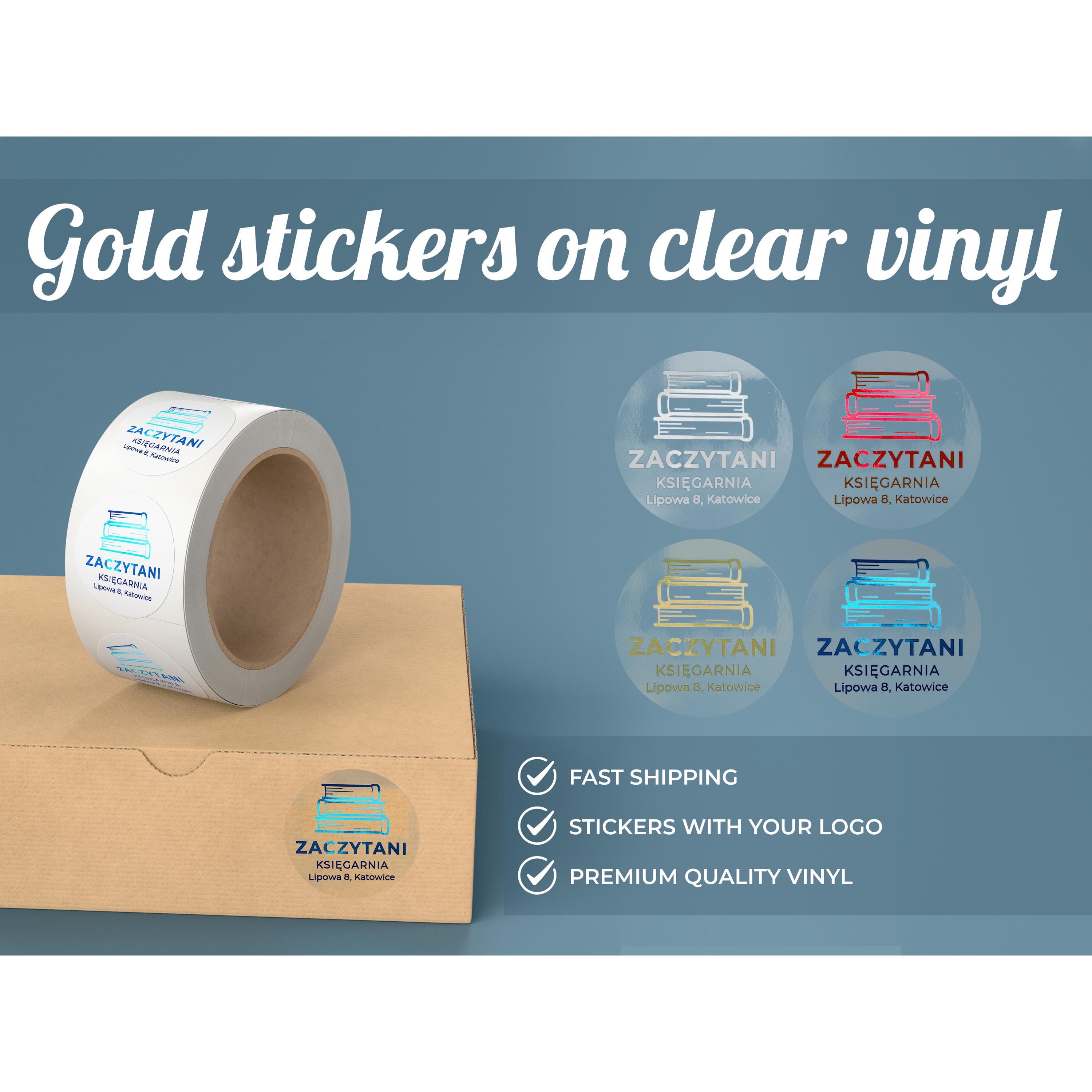 Gold Stickers, Custom Clear Logo Labels Stickers Personalized Business ...