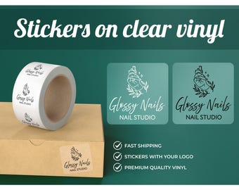 Custom Clear Logo Labels Stickers Personalized Business Logo, Square Logo Label, Transparent Labels, Customize Logo