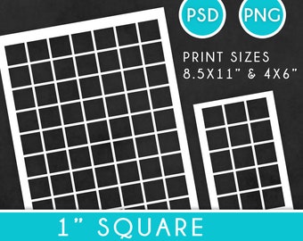 DIY Collage Sheet Printable - 1 inch Squares (Instant Download!) 8.5x11" & 4x6" Digital Overlay, PSD/PNG Files, for Jewelry Making