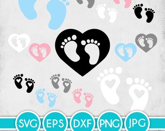 Baby Feet / Footprints (Vector Svg, Eps, Dxf, Png, Jpg file formats) Instant Digital Download