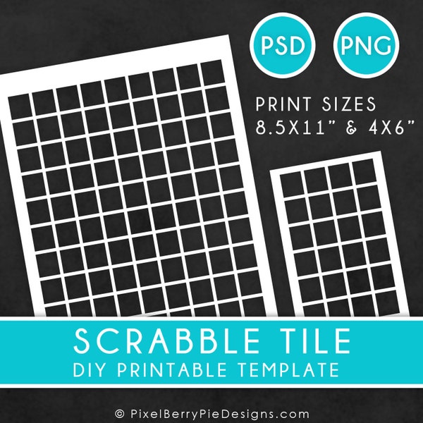 DIY Collage Sheet Printable - 1 inch Scrabble Tiles (Instant Download!) 8.5x11" &  4x6" Digital Overlay, PSD/PNG Files, for Jewelry Making