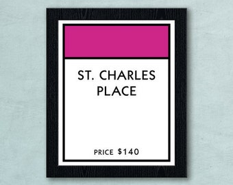 Monopoly Property Board Space // ALL Properties Available! // 8x10 Art Print // Game room wall art // Vintage board game prints