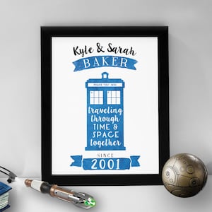 Custom Doctor Who Print // 8x10 TARDIS Art for Couples, with Personalized Names & Wedding Year // Wall Art Prints