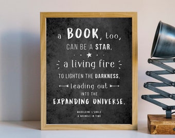 A book, too, can be a star... QUOTE, A Wrinkle in Time  // 8x10 Print Poster // Bookish Gifts, 8x10 Print, Wall Art // Ready to Ship