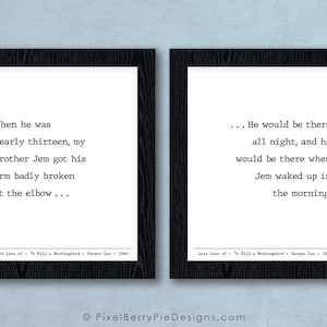 To Kill a Mockingbird, Harper Lee // First Line & Last Line Literature Prints // Book Gifts, 8x10 Wall Art // Ready to Ship