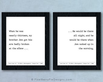 To Kill a Mockingbird, Harper Lee // First Line & Last Line Literature Prints // Book Gifts, 8x10 Wall Art // Ready to Ship