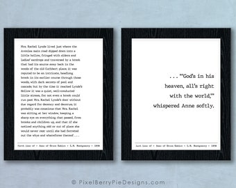 Anne of Green Gables, L.M. Mongtomery // First Line & Last Line Literature Prints // Bookish Gifts, 8x10 Wall Art // Ready to Ship