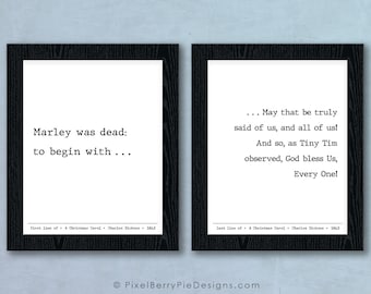 A Christmas Carol, Charles Dickens // First Line & Last Line Literature Prints // Holiday Book Gifts, 8x10 Wall Art // Ready to Ship