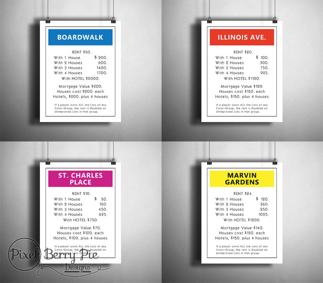 DIGITAL DOWNLOAD Original Monopoly Property - Printable Artwork File // Game Room Wall Art // Family Board Game Printables - Etsy digital-download-original-monopoly-property-printable-artwork-file-game-room-wall-art-family-board-game-printables-etsy