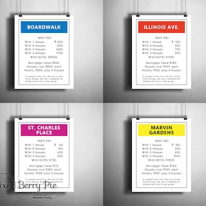 DIGITALER DOWNLOAD Original Monopoly Prop - Druckbare Grafik Datei // Spielzimmer Wandkunst // Familien Brettspiel Printables