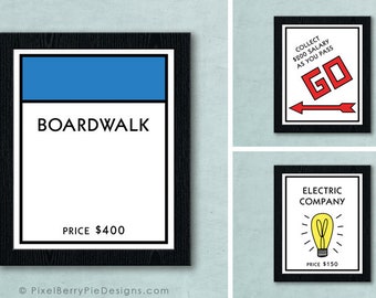 DIGITAL DOWNLOAD Original Monopoly Board Game Space - Printable Artwork File // Game room wall art // Board game printables