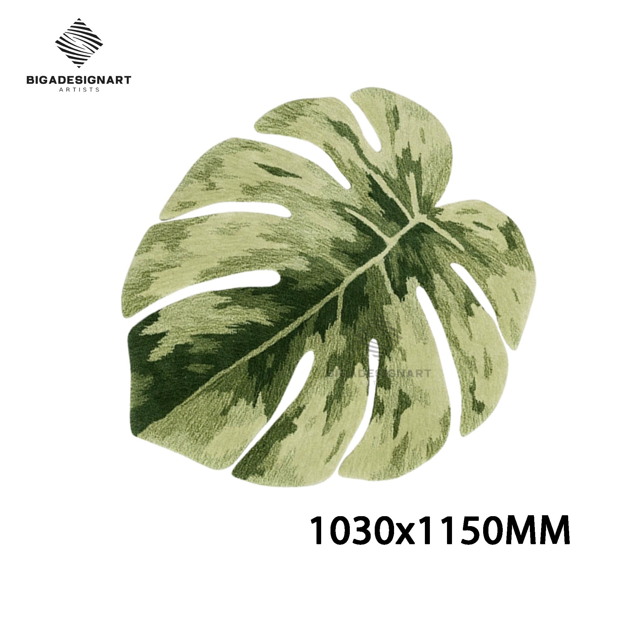 Green Monstera Leaf Rug,hand-tufted Home Decor,monstera,alocasia Tufted ...
