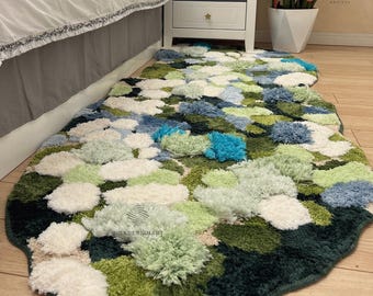 Mooswald Teppiche, Grüne Moos Knüpfteppiche, Neben Teppiche, Teppich Benutzerdefinierte Moss Wiesen Waldteppiche, Wohnkultur Teppich, Für Schlafzimmer Ästhetik