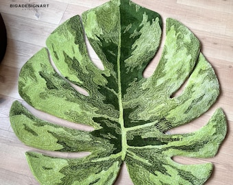 Dywan Monstera Plant Leaf: luksusowy dywan z trjwymiarowym wzorem  szkieletu - Etsy Polska
