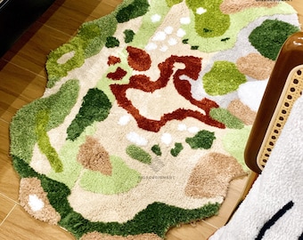 Green Moss Latch Hook Rugs, Moss Forest Rugs,Beside Rugs, Carpet Custom Moss Meadows Forest Rugs,Home Decor Rug,For Bedroom Aesthetic