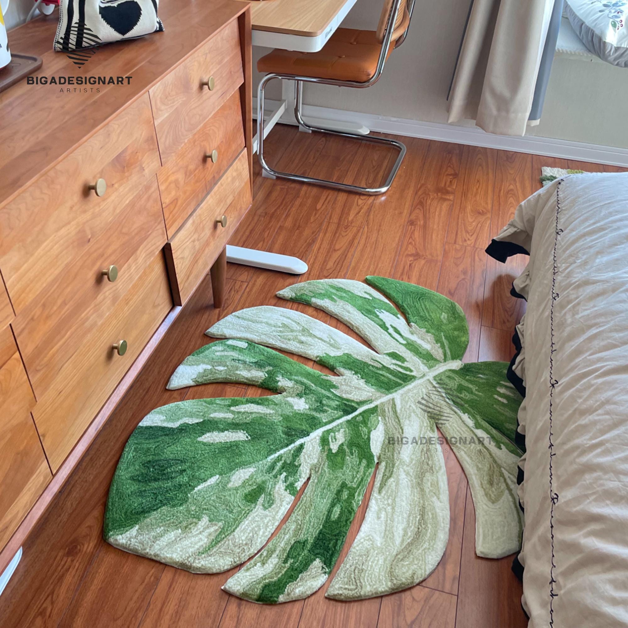 Monstera Rug,alocasia Tufted Rugs,green Monstera Leaf Rug,hand-tufted ...