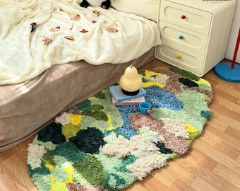 Moss Forest Rugs,Beside Rugs, Green Moss Latch Hook Rugs,Carpet Custom Moss Meadows Forest Rugs,Home Decor Rug,For Bedroom Aesthetic,gifts