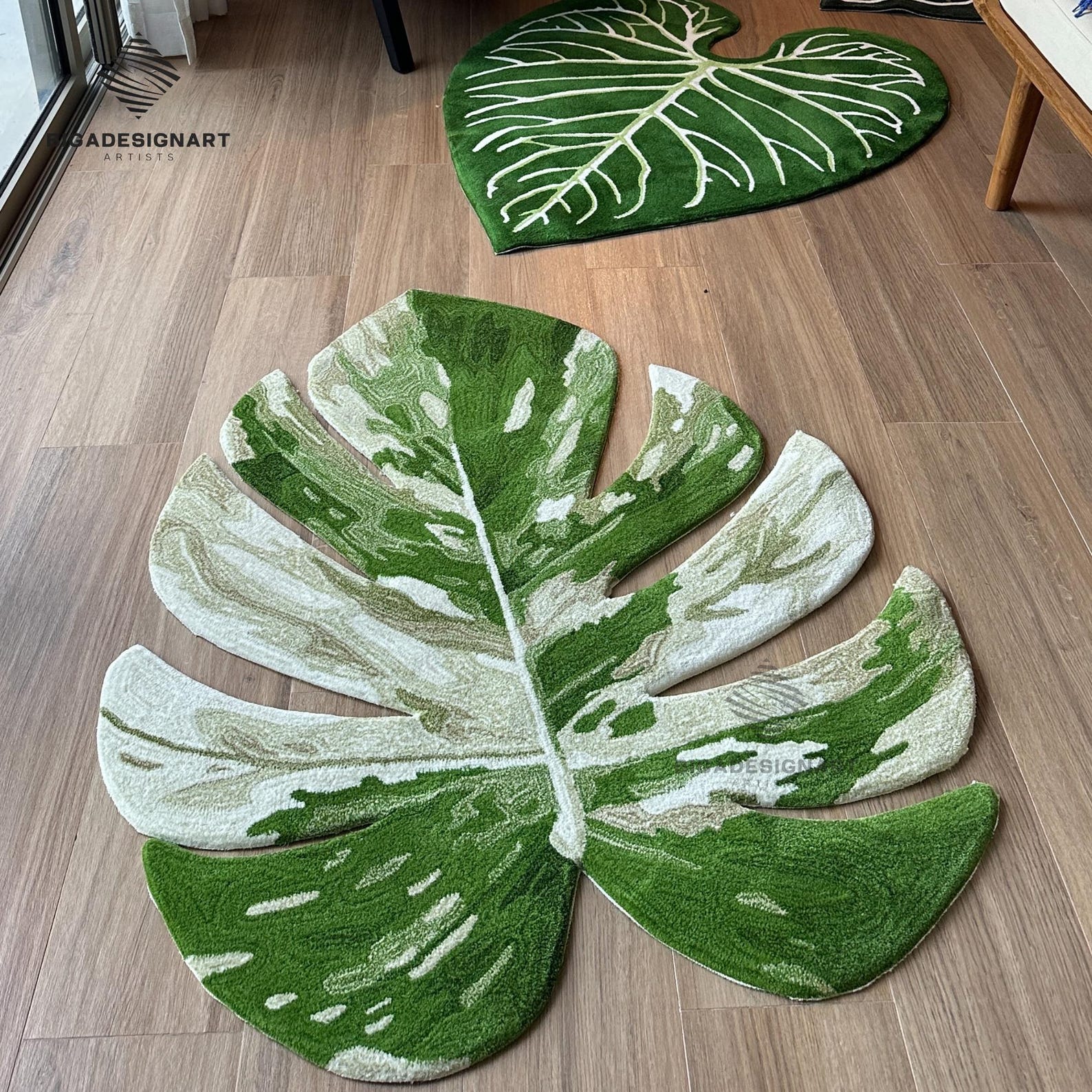 Monstera Rug,alocasia Tufted Rugs,green Monstera Leaf Rug,hand-tufted ...
