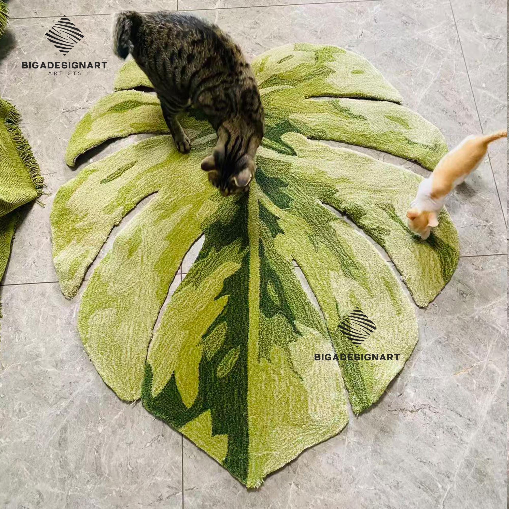 Green Monstera Leaf Rug,hand-tufted Home Decor,monstera,alocasia Tufted ...