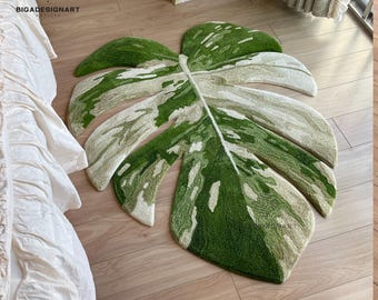 Dywan Monstera Plant Leaf: luksusowy dywan z trjwymiarowym wzorem  szkieletu - Etsy Polska
