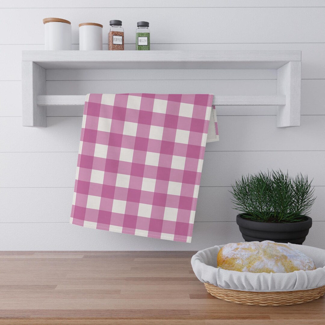 Pink Cerise Gingham Tea Towel, Kitchen Decor, Gift for Foodies ...