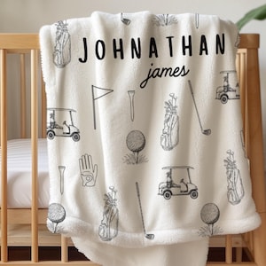golf baby shower gift custom name baby blanket golf personalized blanket for baby boy blanket golf lover gift golf nursery decor boy bedding