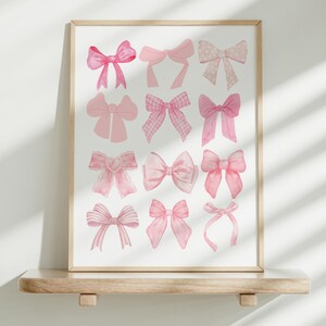 Bow Print Girl Nursery Wall Art Pink Theme Digital Print for Girl ...