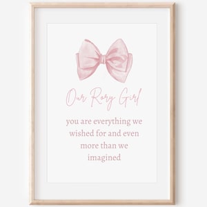 custom nursery decor coquette digital prints for baby girl nursery room wall art personalized baby name digital print for baby room bow art