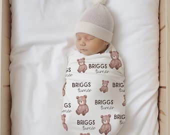 teddy bear blanket custom name swaddle nursery decor bear blanket personalized baby blanket swaddle for newborn gift baby swaddle with name