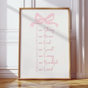 pépinière impression numérique noeud chambre d'enfant cadeau affirmation cadeau baby shower pour enfant en bas âge noeud thème art mural affiche affirmation chambre bébé art noeud rose