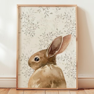 bunny print vintage bunny wall decor bunny painting neutral nursery decor rabbit nursery print easter bunny decor antique nursery baby decor