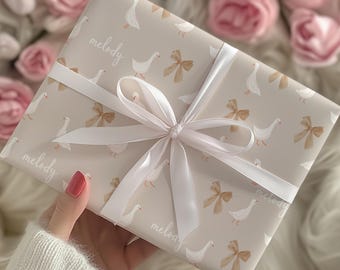 personalized wrapping paper baby shower gift custom wrapping paper gift wrap baby gift personalized name goose gift wrapping paper custom