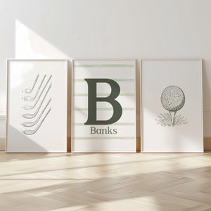 Decoración de guardería de golf, arte de pared para habitación de bebé niño, decoración de guardería para niño, arte de pared imprimible para habitación de bebé, impresión digital para habitación de bebé, arte de pared de golf para bebé