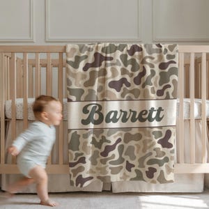 hunting blanket custom name blanket camo blanket personalized hunting gift for newborn fisherman gift rustic outdoor blanket for toddler boy Olive Green