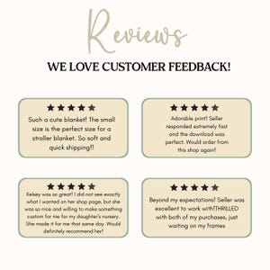 K&ouml;nnte beinhalten: Grafik mit dem Wort "Reviews" in Schreibschrift und dem Satz "WE LOVE CUSTOMER FEEDBACK!" in fetter Schrift. Das Bild zeigt Kundenbewertungen mit Sternebewertungen und positivem Feedback.