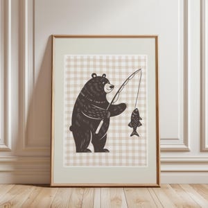 vintage nursery prints teddy bear nursery decor kids wall fishing decor fisherman nursery art teddy bear print woodland nursery decor nature
