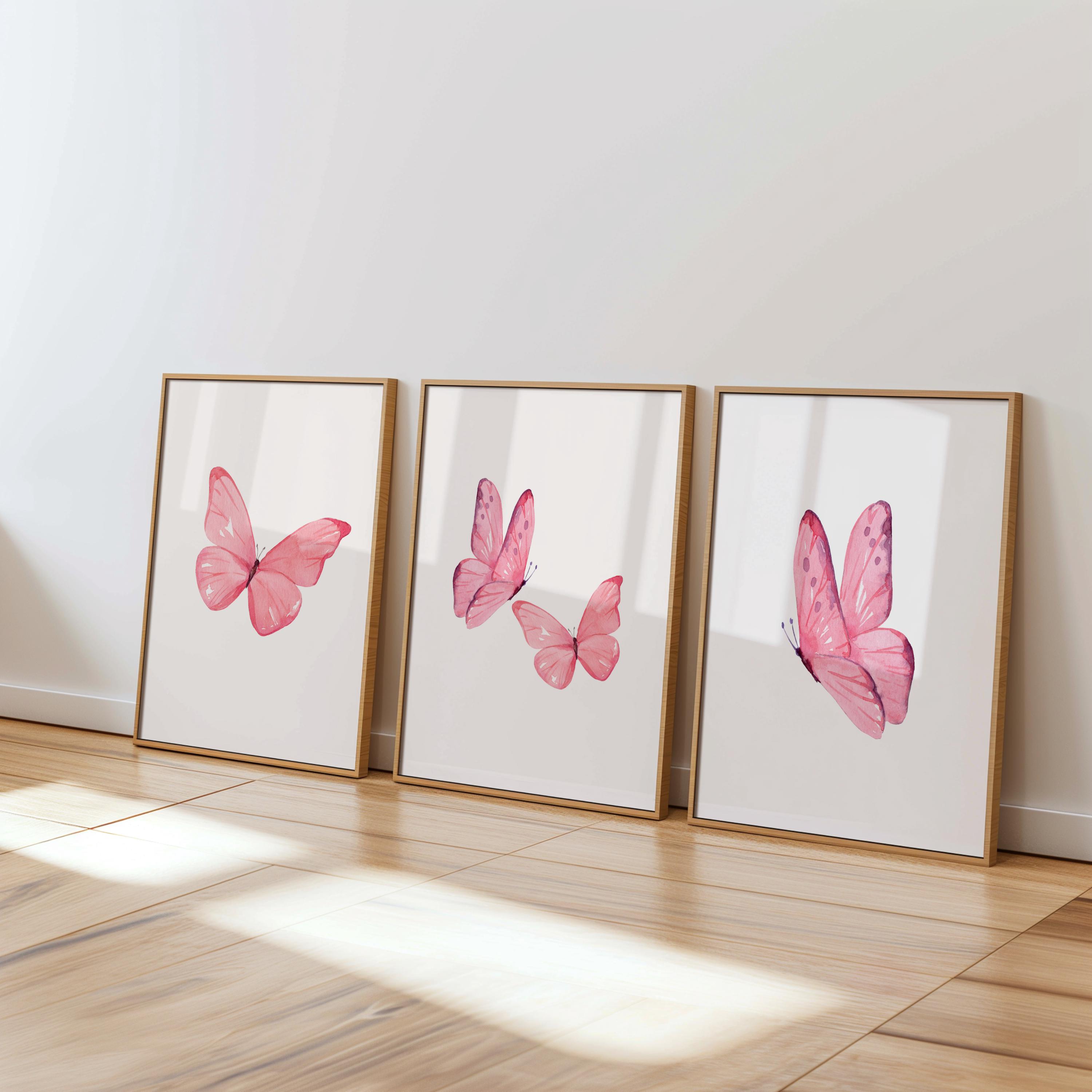Butterfly Nursery Decor Floral Nursery Wall Art for Daughters Room Pink ...