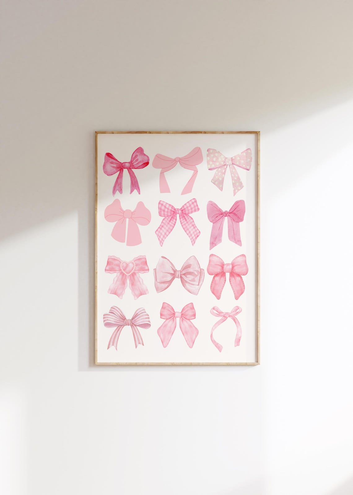 Pink Pastel Bow Digital Print for Girl Nursery Coquette Wall Decor for ...