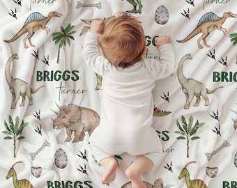 baby dinosaurus deken aangepaste naam babydeken jongen kinderkamer inrichting gepersonaliseerd cadeau voor peuter jongen aangepaste deken met naam buitendeken
