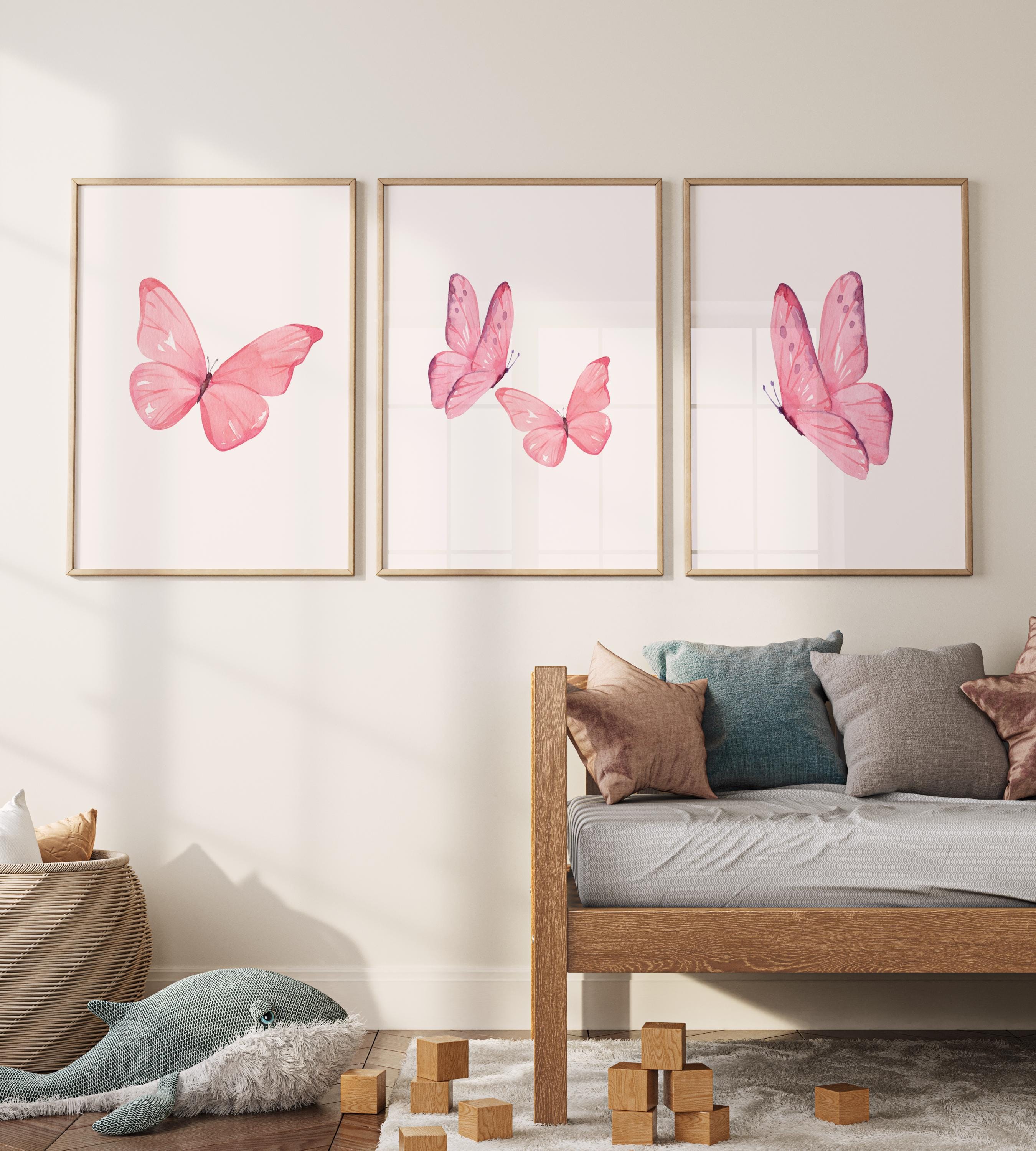 Butterfly Nursery Decor Floral Nursery Wall Art for Daughters Room Pink ...