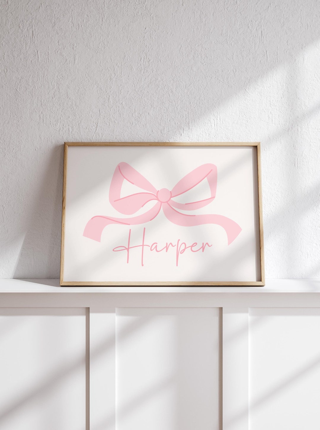 Nursery Decor Pink Bow Wall Art Baby Girl Nursery Decor Digital Bow ...