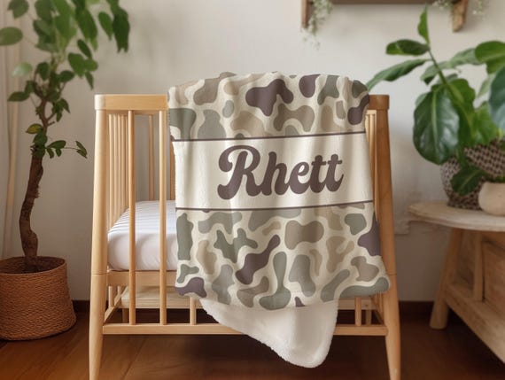 hunting blanket custom name blanket camo blanket personalized hunting gift for newborn fisherman gift rustic outdoor blanket for toddler boy