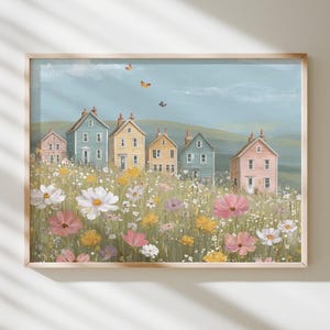 girls room decor for girl nursery fairytale print pink flower wall decor butterfly wall print castle nursery decor wildflower field wall art