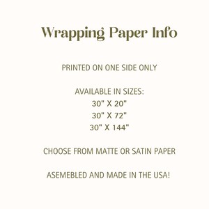 K&ouml;nnte beinhalten: Informationen zu Geschenkpapier. Nur einseitig bedruckt. Erh&auml;ltlich in den Gr&ouml;&szlig;en: 30" x 20", 30" x 72", 30" x 144". W&auml;hlen Sie zwischen mattem oder satiniertem Papier. Montiert und hergestellt in den USA!
