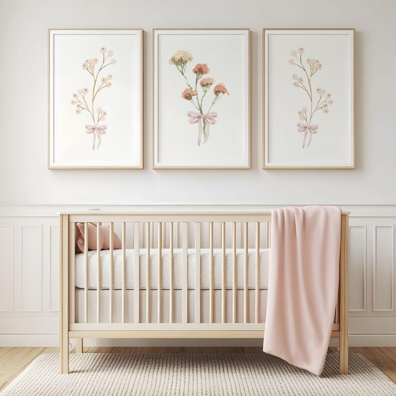 nursery decor girl wildflower nursery art wall decor for baby girl nursery flower decor