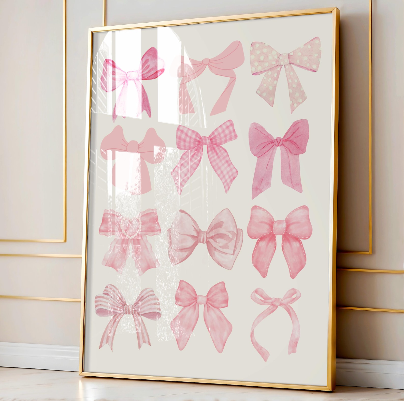 Pink Pastel Bow Digital Print for Girl Nursery Coquette Wall Decor for ...