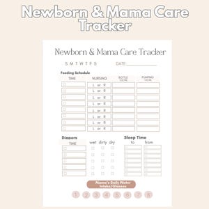 newborn daily care log for new mom care log for baby newborn chart printable tracker for mom and baby tracker feeding printable tracker