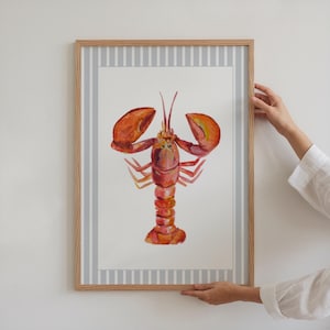 coastal wall art print beach house wall art kitchen prints wall art for beach theme bathroom decor cute red lobster print for wall decor