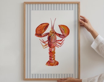 coastal wall art print beach house wall art kitchen prints wall art for beach theme bathroom decor cute red lobster print for wall decor
