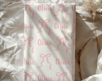 custom name wrapping paper first birthday custom gift for toddler personalized gift name wrapping paper for baby shower gift wrap pink bow